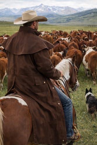 Image of CHALLENGER MENS OIL CLOTH OILSKIN WESTERN AUSTRALIAN DROVER WATERPROOF DUSTER COAT JACKET 23101