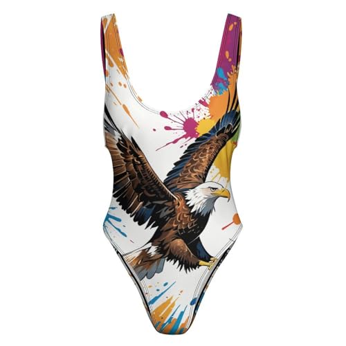 Women's One-Piece Swimsuit Butterfly Print Bathing Suit Casual High Cut Swimsuits4