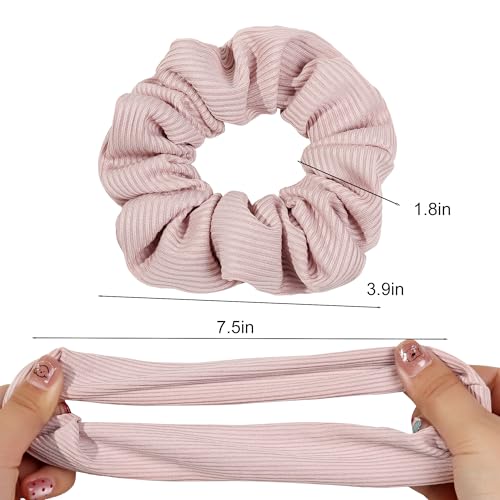 Image of 8 Hair Scrunchies for Women - Hair Ties No Damage Both for Thick Hair or Thin Hair Curl Hair No Crease Scrunchies Ponytail Holder No Hurt Your Hair