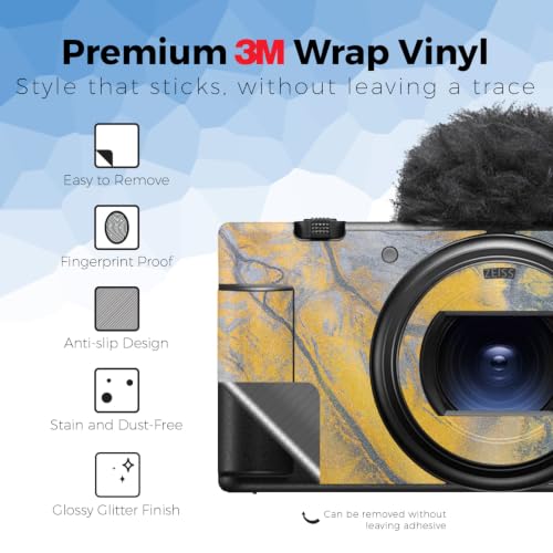 Image of Glossy Glitter Camera Skin Compatible with Sony ZV-1 Mark II (2023) - Yellow Spill - Premium 3M Vinyl Protective Wrap Decal Cover - Easy to Apply | Crafted in the USA by MightySkins