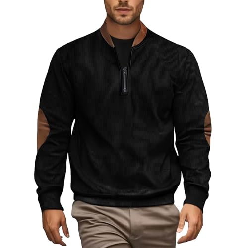 Men's Slim Fit Zip Up Hoodless Sweatshirt Lightweight Breathable Long Sleeve Pullover Casual Streetwear Tops For