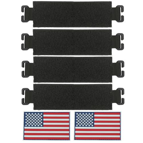 TAXATM Molle Patch Panel with Elastic, Molle Patch Display Holder for Backpack,6X1.5 Mini Patch Board Include American Flag Patch (2 pcs Brown) (4 pcs black)