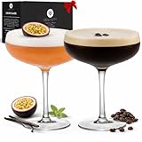 Vemacity Elegante Espresso Martini Gläser 2er Set | Handgefertigte Cocktailgläser Set | Champagner Schalen | Edle Coupe für Margarita & Cocktails | Martinigläser | Ideal zum Verschenken