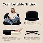 Criss Cross Chair, Velvet Armless Wide Office Chair no Wheels, Cross Legged Chair with Adjustable Height, Wide Seat, Desk Chair for Home, Office, Bedroom (Black) - Image 4