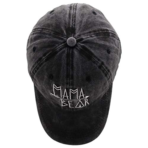 Image of KKMKSHHG Unisex Mama Bear Denim Hat Adjustable Washed Dyed Cotton Dad Baseball Caps