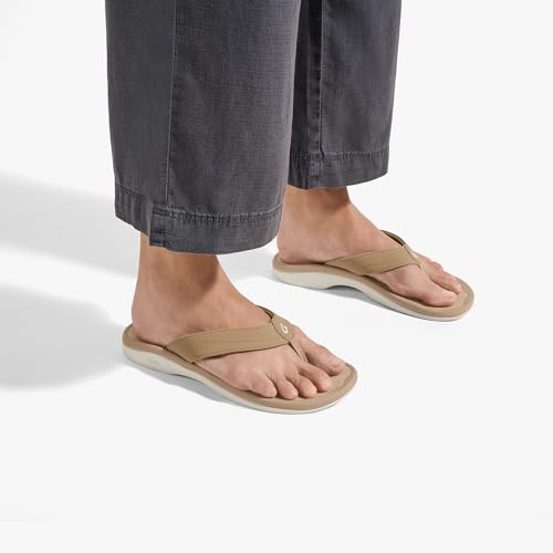 OLUKAI Ohana Women's Beach Sandals, Water Resistant Flip Flops, Arch Support & Comfort Fit, Lightweight & Durable, Enhanced Grip & Traction, Warm Sand/Warm Sand, 10 - Thumbnail 2