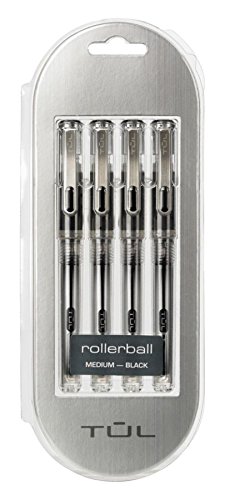 Rollerball Pens, 0.7mm Medium Black, 4-Count