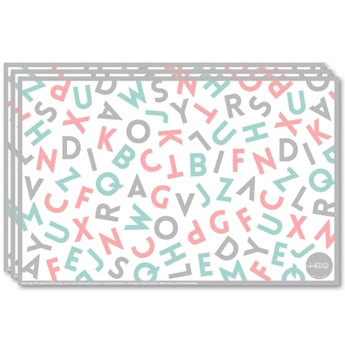 Image of Disposable Placemats for Baby and Toddler 40 Pack Stick-On Placemats for Kids | Colorful Alphabet Educational Design Restaurant Dining Table and Travel Essentials for Toddlers and Family BPA Free