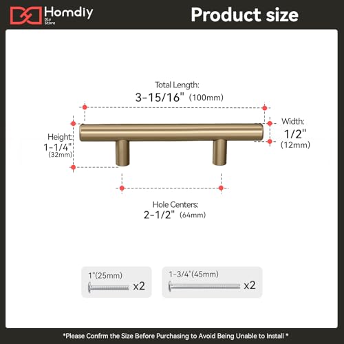 Image of homdiy 30Pack 2-1 /2in Cabinet Handles Champagne Bronze Kitchen Cabinet Pulls Drawer Pulls for Dresser Drawers
