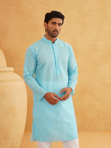 Image of Sojanya (Since 1958 Motifs Embroidered Thread Work Pure Cotton Straight Only Kurta
