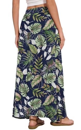 Image of Womens Maxi A-line Long Skirt Casual 2026 Elastic High Waist Flowy Skirts with Pockets