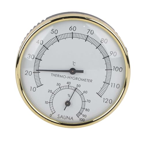Grcfumo Metal Dial Indoor Thermometer, Metal Sauna Room Thermometer Hygrometer, Indoor Sauna Accessories for Steam Saunas Houses, Offices