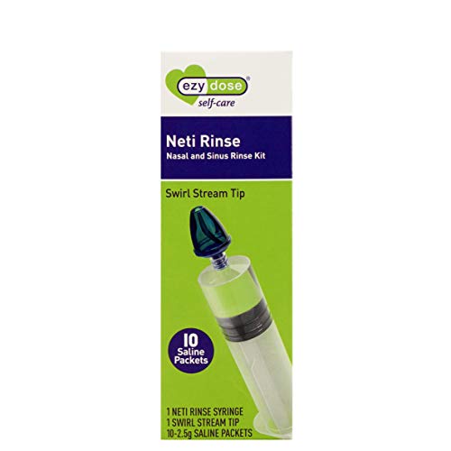 Image of EZY DOSE Sinus and Allergy Relief Syringe, Nose Rinse Kit for Home or Travel, Nasal Irrigation for Sinus Pressure and Congestion Relief, Easy to Use, Includes 10 Saline Packets, BPA Free,(Pack of 2)