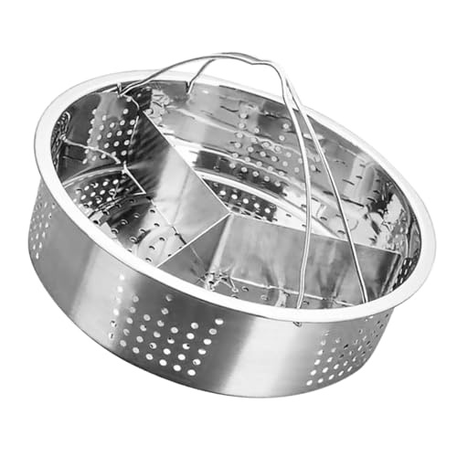 SOIMISS Panier Vapeur Acier Inoxydable avec Couvercle Support pour Autocuiseur Insert Marmite Cuit Électrique pour Cuisson Vapeur Uniforme et Drainage Rapide
