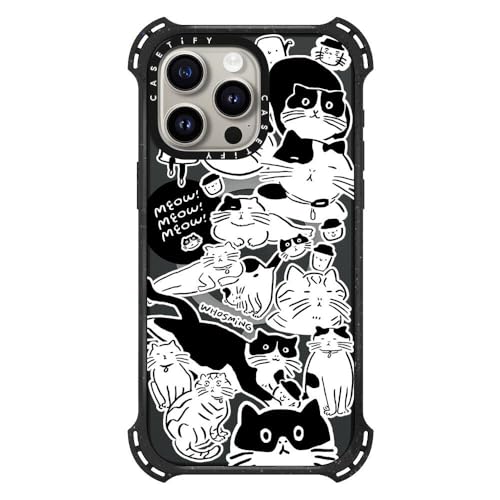 CASETiFY �o�E���X MagSafe�Ή� iPhone 15 Pro Max �P�[�X [MIL�K�i���� (6x MIL-STD-810G) / 6.5m����̗����������N���A / MagSafe �ɑΉ�] - Meow! Meow! Meow! - 