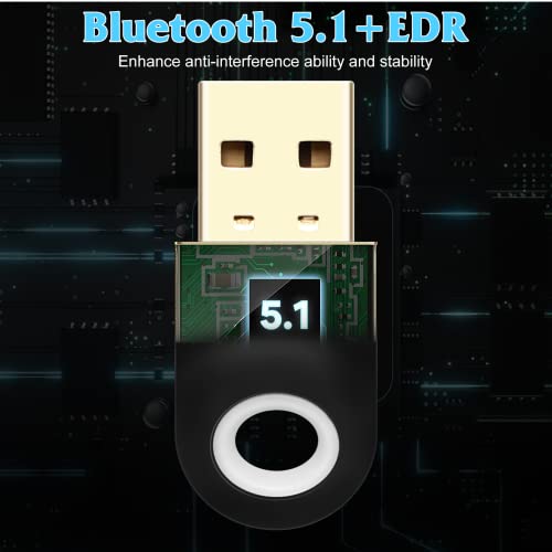 Bluetooth Adapter for PC, UrbanX USB Bluetooth Adapter 5.1 EDR, Bluetooth Dongle Wireless Bluetooth Receiver for HP Spectre Support Windows 10/8.1/8/7