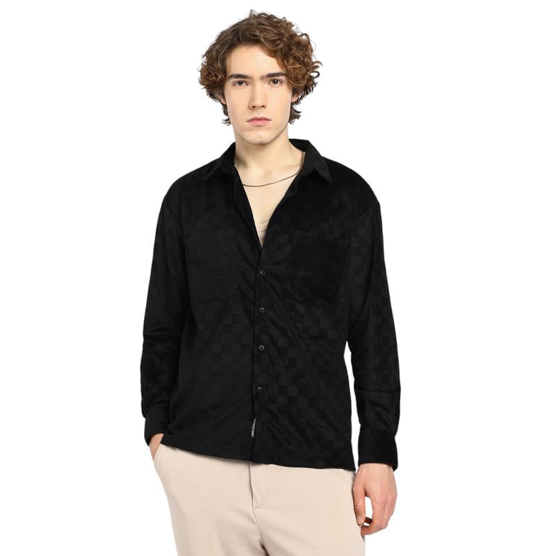 Image of CAHOOT Men's Shacket for Casual Wear | Spread Collar | Long Sleeve | Button Closure | Overshirt /Shacket Crafted with Comfort Fit for Everyday Wear