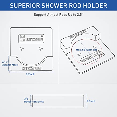 Kitosun Adhesive Shower Curtain Rod Holder Wall Mount Bathroom Tension Pole Retainer Brackets With Super Sticky Tape For Quick Stick And Stainless Steel Screw For Drilling Install (2Pairs Black) #TOP1