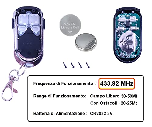 ATEC - Telcomando Universale Long Life a Frequenza Fissa 433,92 MHz con 4 Pulsanti e Batteria 12V NON Idoneo per Rolling Code (3Volts (3pz))