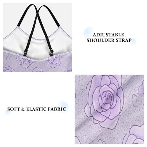 Kids Swim Suits Beach Bathing Suit 3-10 Y with Adjustable Shoulder Strap, Soft Pastel Style Roses3