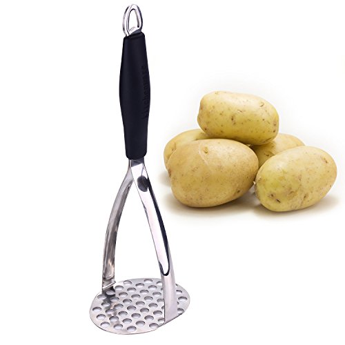 Foto von GWCLEO Kartoffelstampfer, Hand Küchenstampfer aus Dick Edelstahl, Kartoffel Stampfer mit Silikongriff für Obst und Gemüse