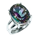 Solid Natural Mystic Topaz Ring-Handmade Silver Ring-925 Sterling Silver Ring-Designer Oval Mystic Topaz Ring-Gift for her-Anniversary Ring (9)