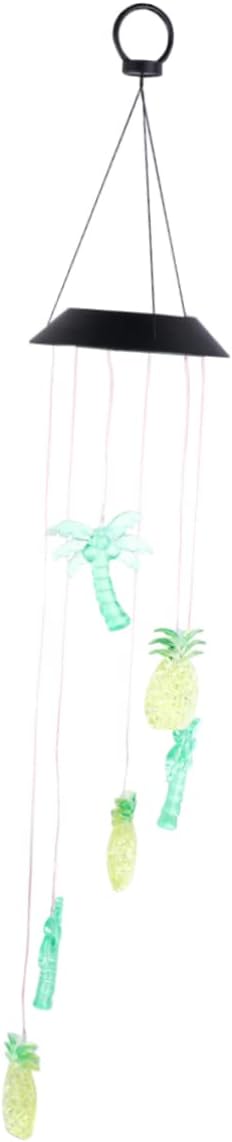 Lamp Solar-Powered Outdoor Decor Pineapple Coconut Tree Wind Chime Solar Windchime Lights for Garden Yard