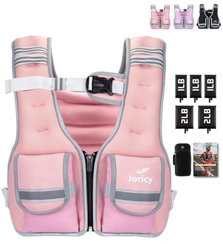 Adjustable Weighted Vest Woman Men 9-16lb Body Weight Vest with 5 Ironsand Weights Weighted Vest Women Adjustable Weights for walking Running Strength Training Workout Pink