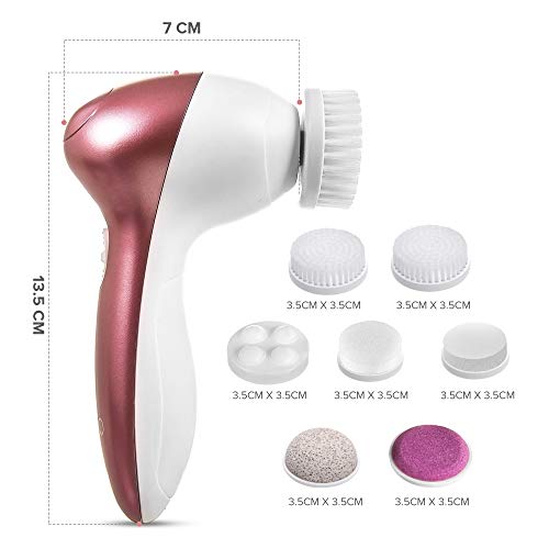 LIVIVO Facial Cleansing Brush - 7 in 1 Electric Exfoliator Spin Face Massager Set - 7 Brush Heads for Exfoliating, Removing Makeup, Excess Oil, Removing Blackheads, Massaging Skin - Image 7