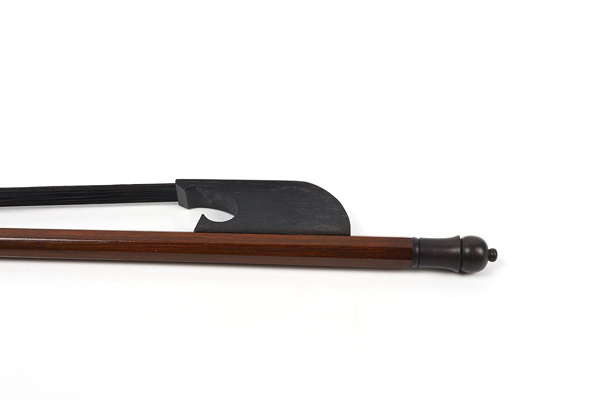 Yinfente Arco para violín 4/4, tamaño completo, madera de Brasil, estilo barroco, arco negro natural, pelo de caballo, equilibrio