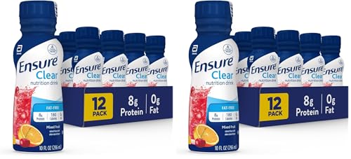 Ensure Clear Mixed Fruit Nutritional Drink | 8g Protein,15 Vitamins & Minerals | Fat-Free-| Ready to-Drink-| Refreshing Taste-| 10 fl oz,(Pack of 24)