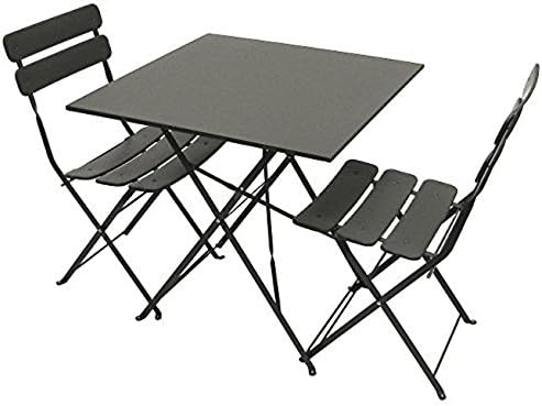 ATC Powder Coated Steel Outdoor Folding Bistro Chair, Grey (Pack of 2)