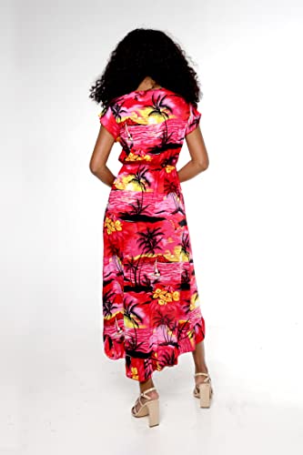 Image of Hawaii Hangover Family Matching Hawaiian Clothes, Sunset Red | Family matching Hawaiian outfits, Sunset Red, lightweight rayon, machine washable, tropical floral print, luaus, cruises
