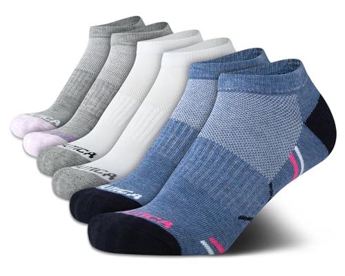 Image of Nautica Womens No Show Athletic Low Cut Socks 6 Pack | Moisture Wicking Dri-Motion Fabric, Cushioned Key Areas, Banded Arch Support, No Show Low Cut, Shoe Size 4-10