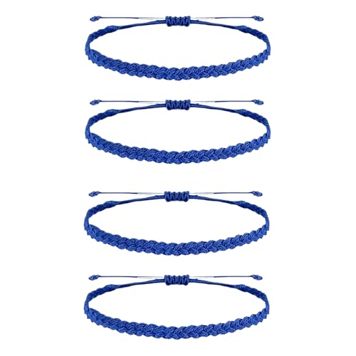 4 Pack Blue Friendship Bracelets Bulk, Blue Friendship Bracelets Men and Women, String Bracelets for Women