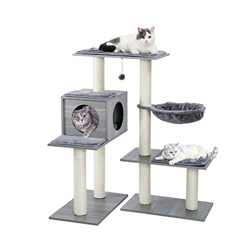 Made4Pets 43 Inches All-in-One Modern Cat Tree, Varied Styles Cat Tower with Fully