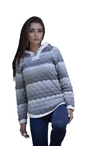 Gamboa - Hooded Alpaca Sweater - Stylish Alpaca Sweater for Women - Black White and Grey