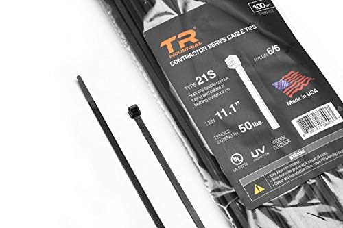 TR Industrial Contractor Series UV Cable Ties (100-Piece), 11.1", Type 21S, Made in
