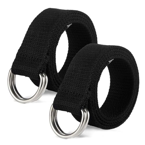 SKHAOVS 2 en 1 Correa de Tela y Cuero Unisex, Cinturón Ajustable con Hebilla de Doble Anilla