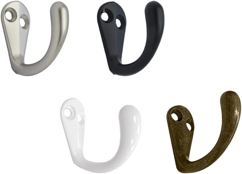 QCAA Premium Quality Single Prong Robe Hook Hanger, Zinc Die Cast, Matte Nickel, Made in Taiwan, 50 Pack