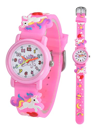 Child's love Kids Waterproof Watch, 3D Cartoon Design, Girls Digital Wristwatch, Ages 3-12