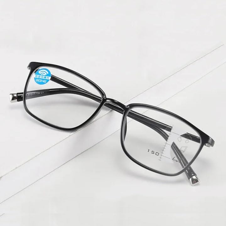 Bifocal Reading Glasses Dual Purpose Black Frame Glasses Men'S Presbyopic Glasses Anti-Blue Light Women Presbyopic Glasses (Black, 400)