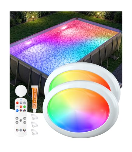 PoolLeader Éclairage Piscine Submersible avec Télécommande, Rechargeable Éclairage Baignoire Changement de Couleur, Lumière Submersible avec Aimant,...