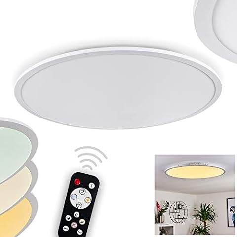 LED Deckenpanel Sani, dimmbare Deckenleuchte aus Metall in weiß Cover