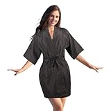YELEGAI Salon Client Gown Robes Cape Hair Cutting Smock with Adjustable Tie for Hair Cutting Barber Hairstyling, Black, Large