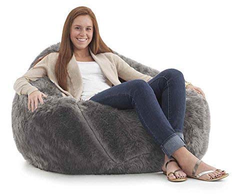 Fur Bean Bag 48 X 36 Inches Gray Bean Bag Chair Cover (No Fillers) Home Laraine Plush Corduroy Bean Bag Cover Zipper Double Suture For Organizing Children Plush Toys Faux Fur Organizer #TOP3