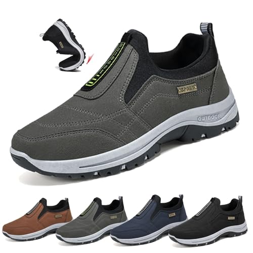 COITROZR Zapatillas Hombre Sin Cordones,Zapatillas Senderismo Hombre Transpirables Y Ligeras Con Soporte De Arco, Antideslizantes Para Caminar, Trekking Y Actividades Al Aire Libre(Gray,41 EU)