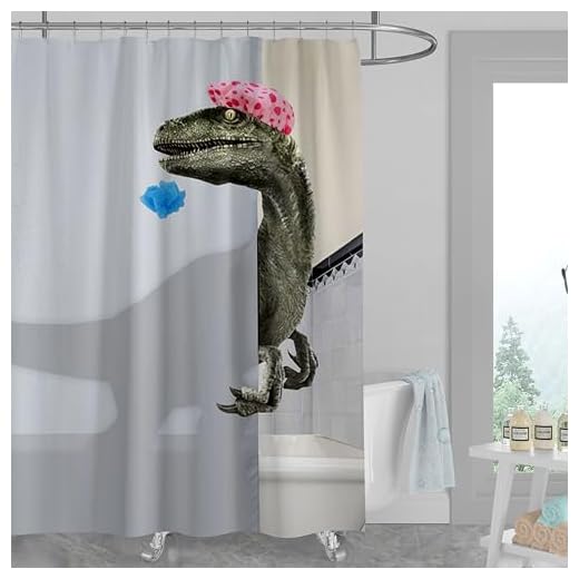 Bomehsoi Funny Dinosaur Raptor Shower Curtain for Bathroom 72" w x72 L Polyester Waterproof White Bathroom Curtain