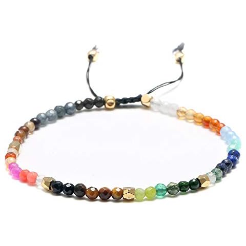 Rhdun Dainty Chakra Bracelets for Women, 3mm Agate Beads 7 Chakras Crystals and Healing Stones Bracelets, Bohemian 12 Constellation Meditation Bracelet Cover