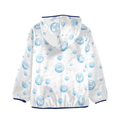 Kitten Soap Bubble Girls Fleece Jacket Girls Fall Jacket Girls Zip Up Hoodie Girls Sherpa Jacket 2-10T2